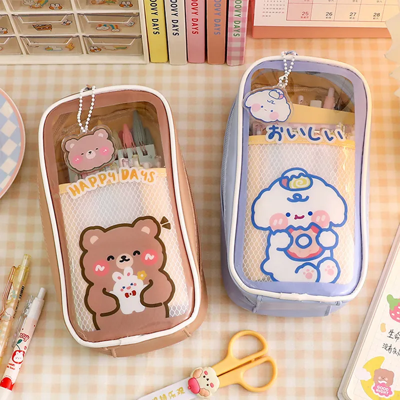 Wholesale Kawaii Transparent Kawaii Pencil Case For Girls Cute