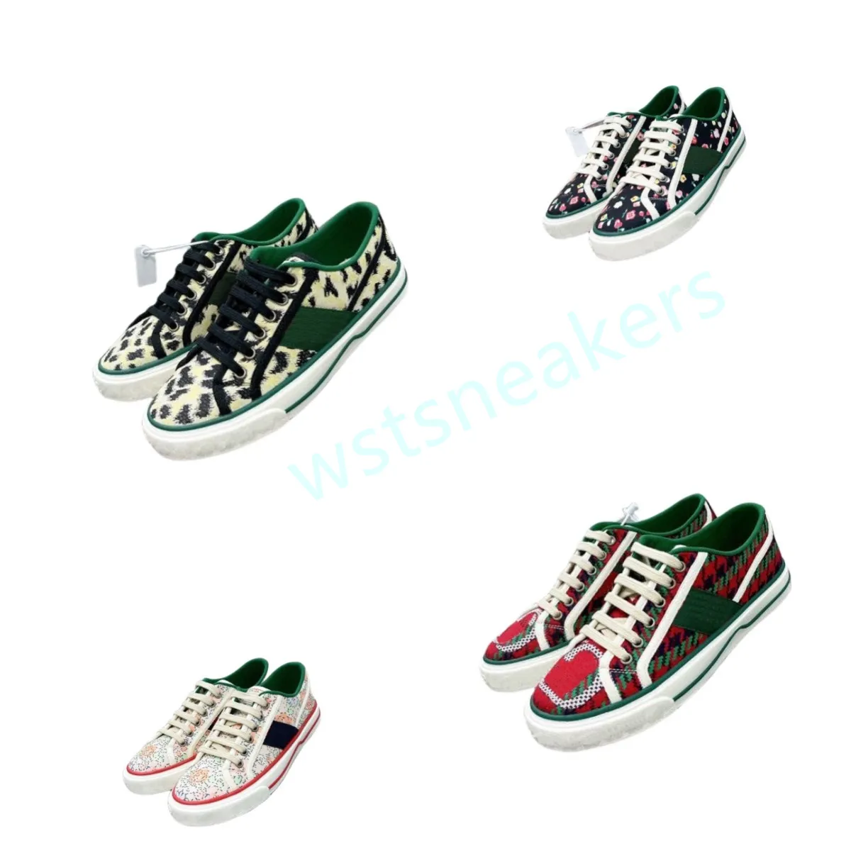 Designer Tennis canvas shoes Flat Rubber 1977 Luxury Casual shoes for men and women Green Red Striped mesh elastic cotton Breathable outdoor sneakers 2023 new