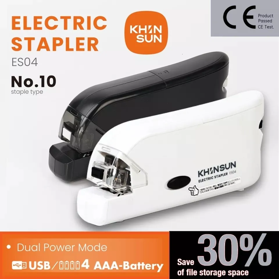 Staplers Khinsun Electric Stapler Stapler Stapler Automatic No10 Школьный бумажный офис 230704