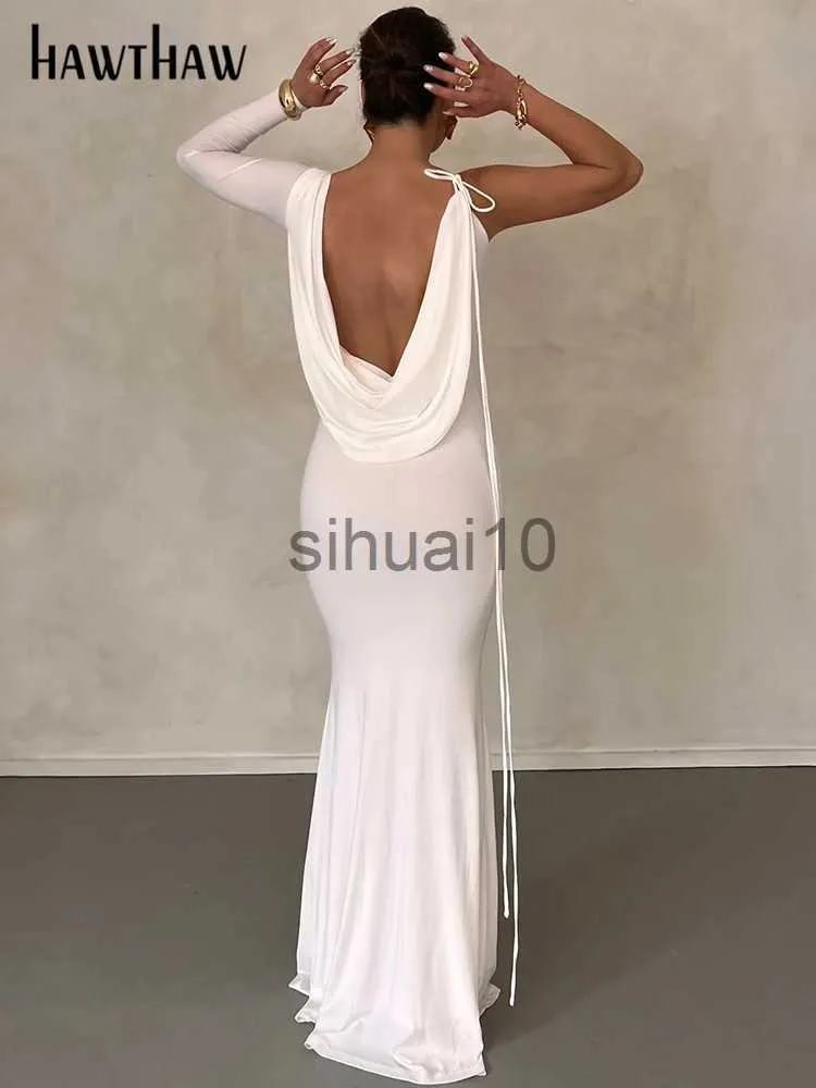 Lässige Kleider Hawthaw Frauen Elegante Langarm Party Club Abend Bodycon Weißes Langes Kleid 2022 Herbst Kleidung Großhandel Artikel Für Business J230705