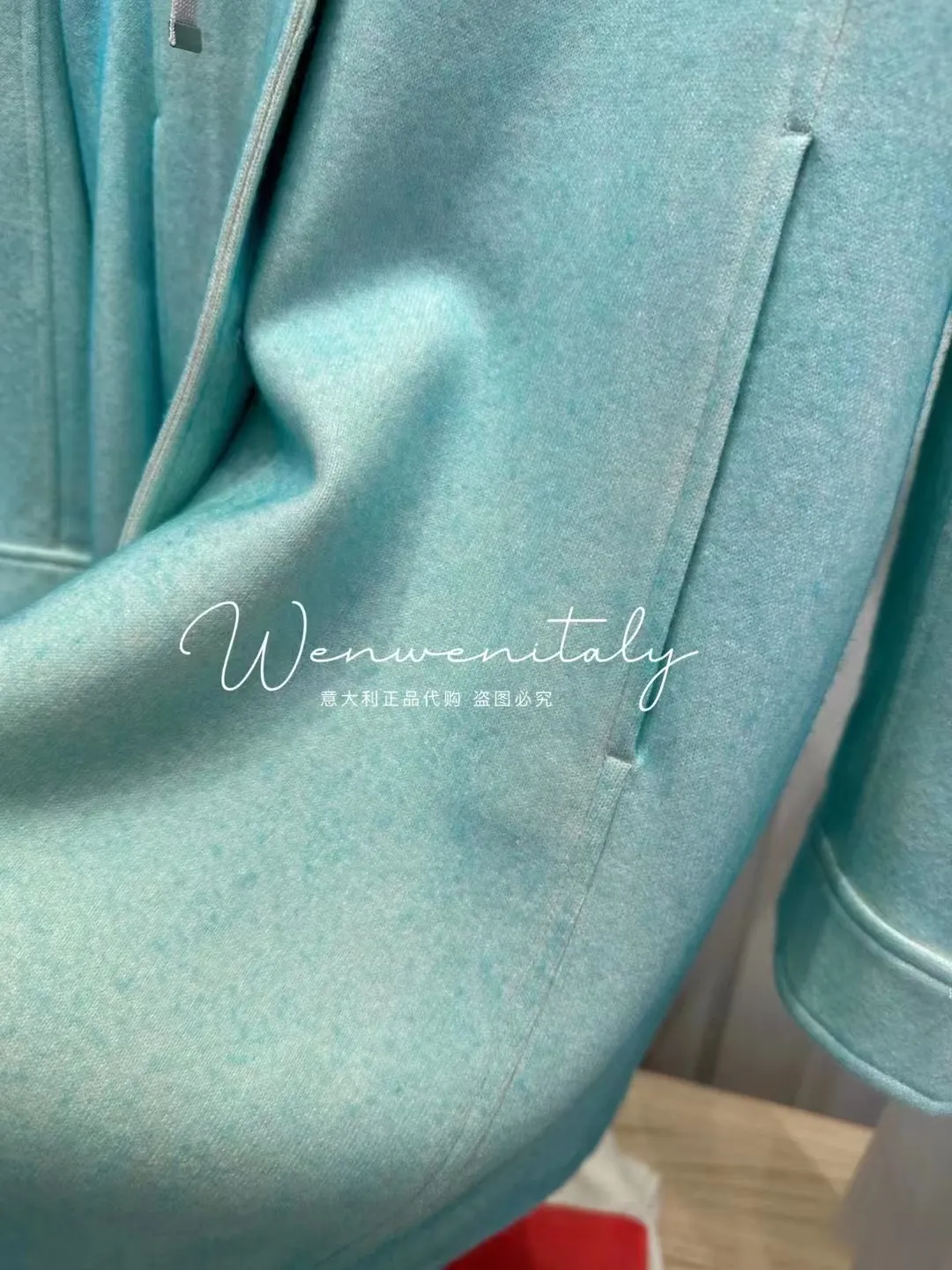 Manteaux Femme Printemps et Été Manteau Vert Turquoise Cachemire Soie