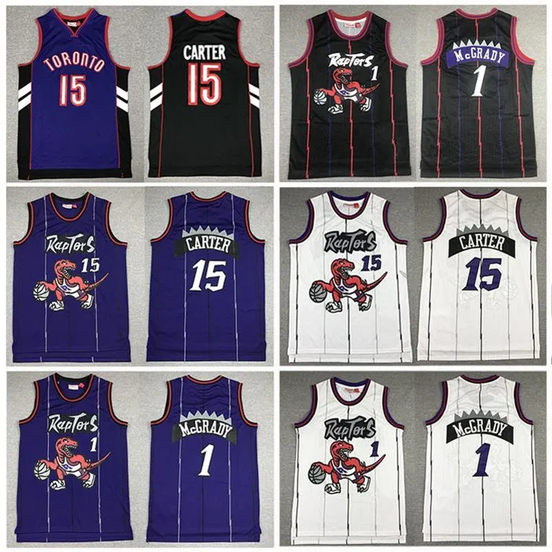 Vince Carter retro koszulka do koszykówki Tracy 1 McGrady 1998-99 Raptorses Mesh Hardwoods Klasyki