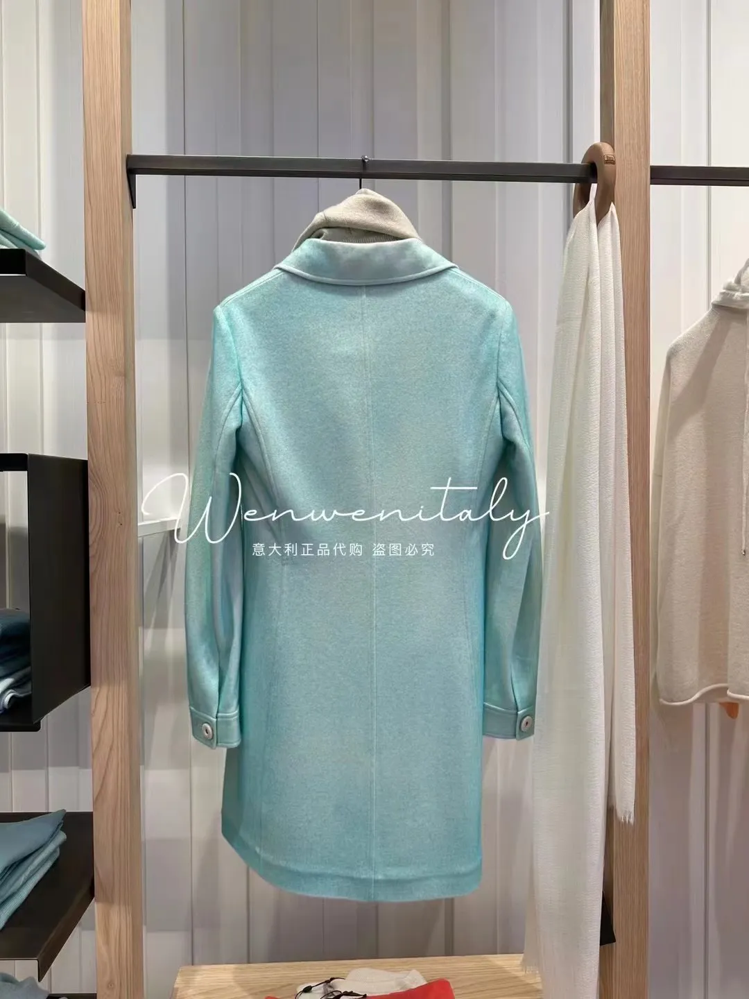 Manteaux Femme Printemps et Été Manteau Vert Turquoise Cachemire Soie