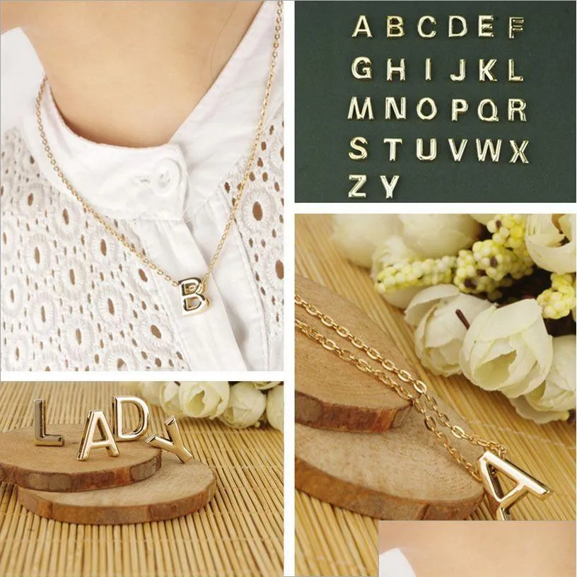 Wisiorek naszyjniki moda pozłacane 26 liter kobiety personalizuj alfabet Charms Choker naszyjnik dla pań biżuteria Drop Delivery P Dhszj