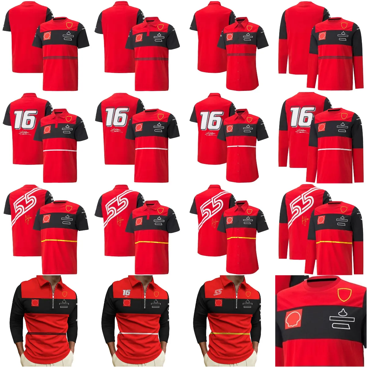 Formuła 1 T-shirt Nowe koszulki Drużyny Red Red Team Fani Racer Fani Casual Polo Summer Long Sleeve koszulka BEM3