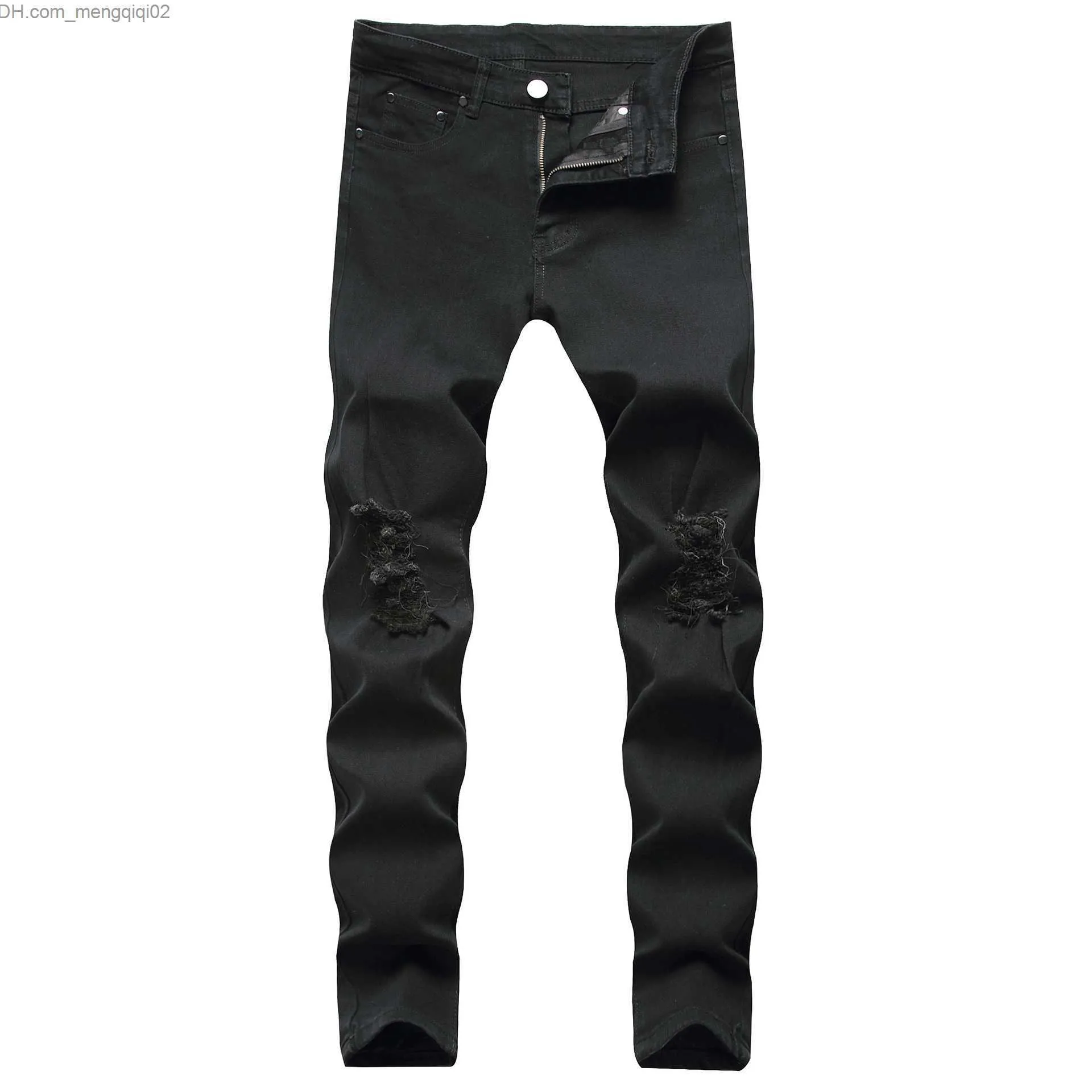 Jeans pour hommes GODLIKEU Jeans déchirés pour hommes Destroy Distressed Stretch Black Elasitc Skinny Denim Pants Z230707