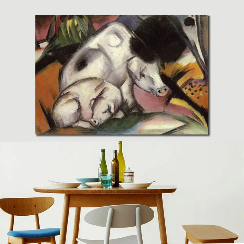 Moderne handgeschilderde abstracte canvas kunstvarkens Franz Marc olieverfschilderij Home Decor voor slaapkamer