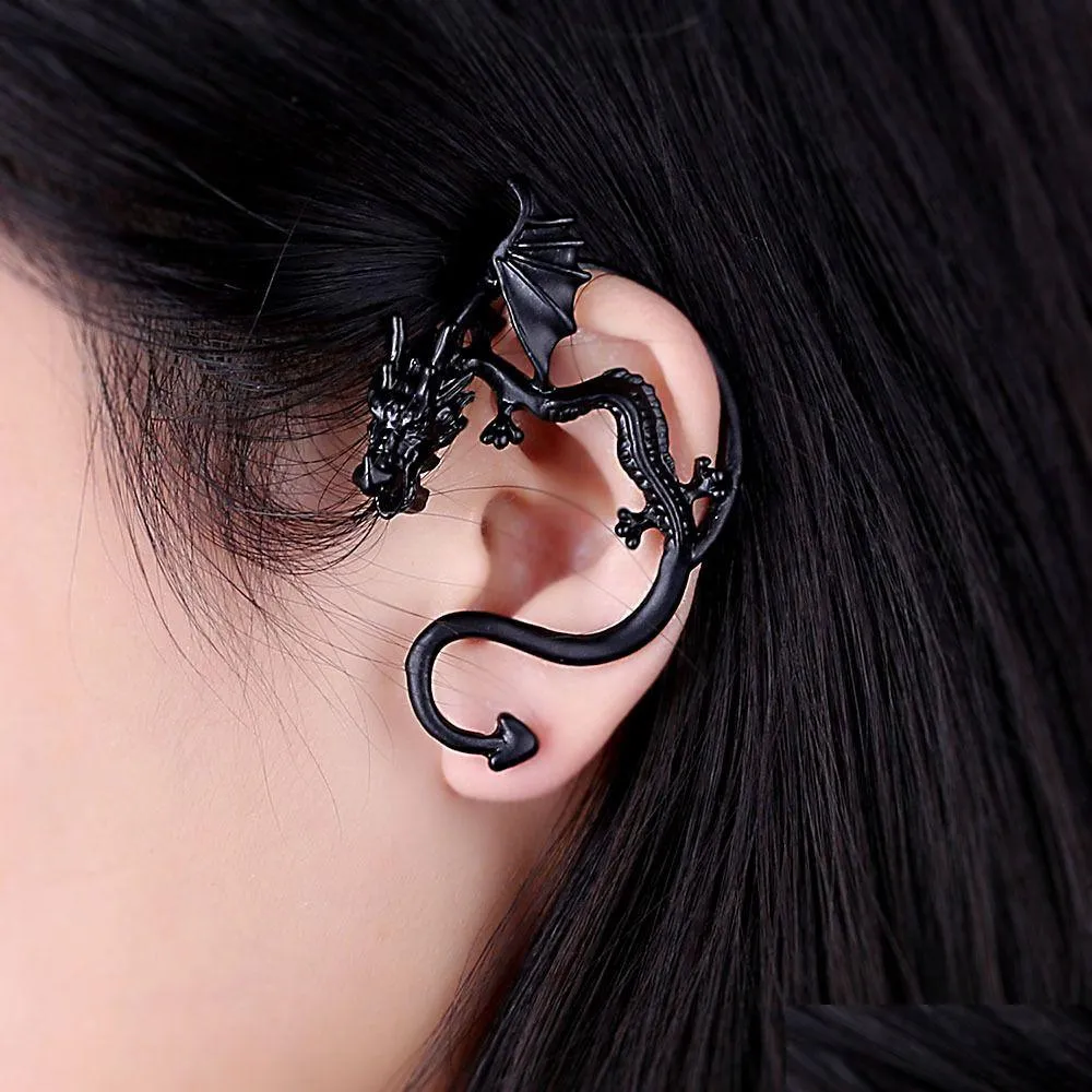 Oreille Manchette Vintage Gothique Personnalisé Dragon Pour Femmes Punk Rétro Clip Sur Boucles D'oreilles Bijoux De Mode Cadeau En Bk Drop Delivery Dh04I