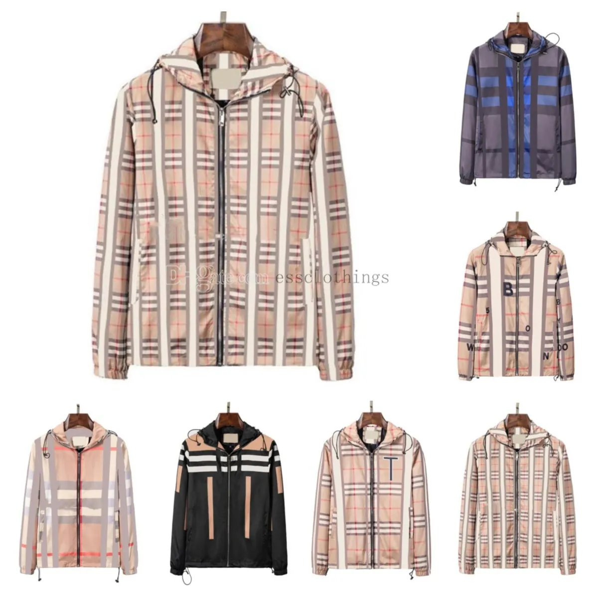 Designer heren jassen Multi Style Classic Plaid heren hooded Designers burbrerys jas heren Mode Casual windjack Lente Zomer jas Maat M--XXXL