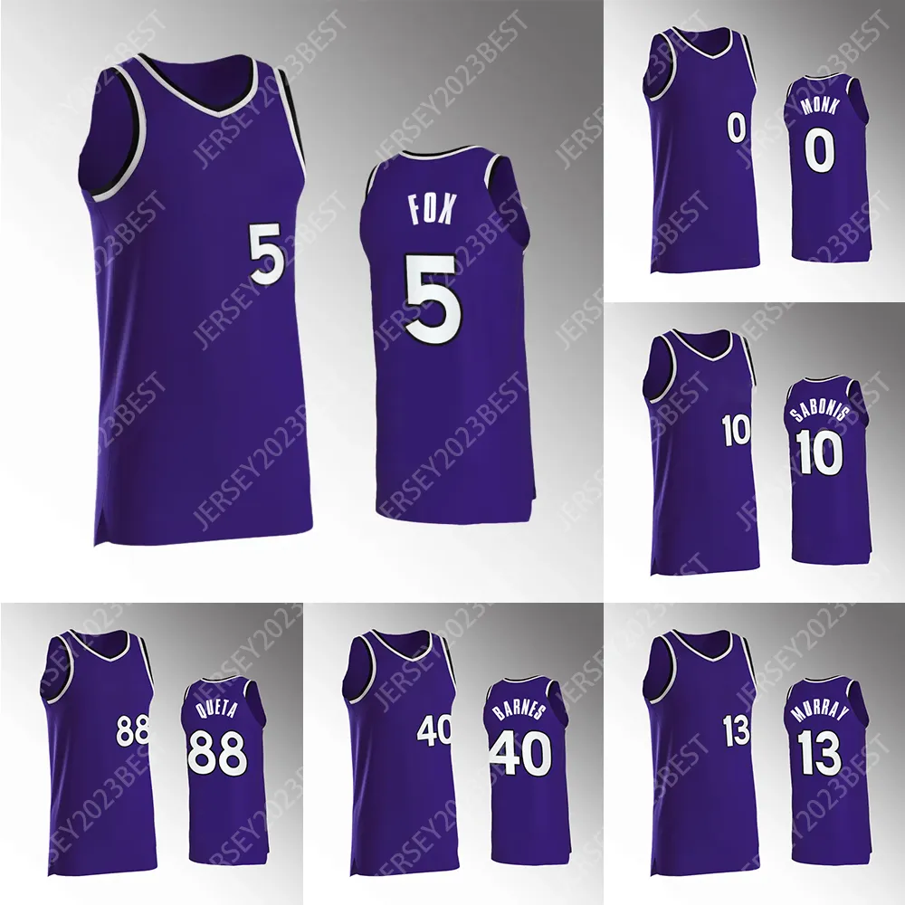 Saison 2023-24 New Jersey 13 De'Aaron Fox 10 Keegan Murray Basketball Jersey 5 Domantas Sabonis King Malik Monk Harrison Barnes Kevin Huerter Hommes Femmes Jeunesse XS-4XL