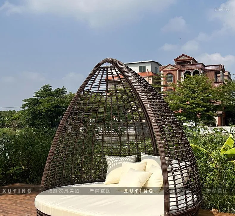 Camp Furniture Outdoor Garden Courtyard Rattan Bird's Nest Waterproof And Sunscreen Creative Lying Bed