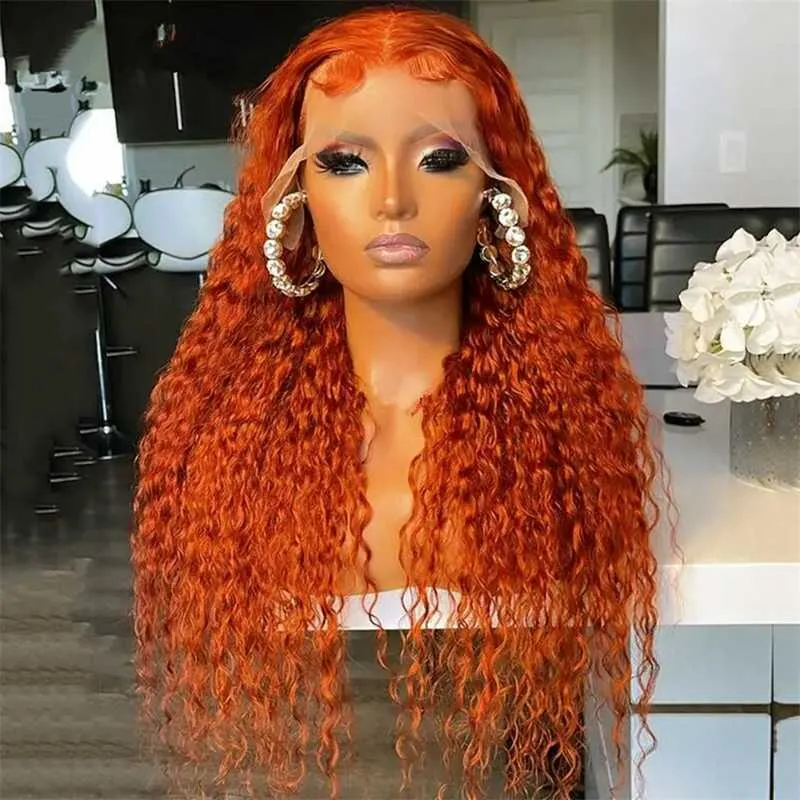 Kinky Curly Synthétique Lace Front Perruques Pour Les Femmes Orange Gingembre Perruque Synthétique Cheveux Dentelle Perruque Pré Cueillie Avec Des Cheveux De Bébé Noir Perruques 230524