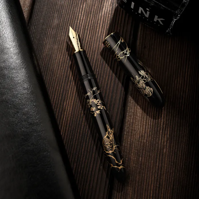 Stylos plume 4 couleurs Hongdian N23 stylo EF Long couteau plume moyenne lapin année limitée sculpture écriture cadeau 230704