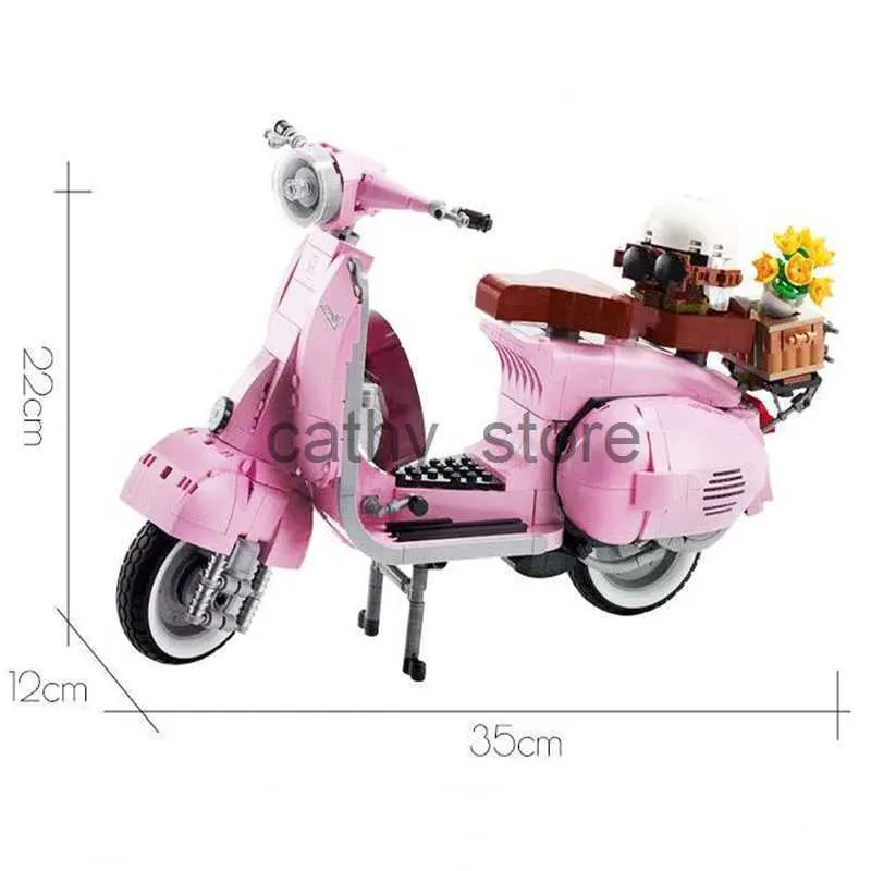 Modellbausätze Römische Holida Vespa 125 MOC 10298 Berühmte Motorradstadt MOTO Zusammengebaute Bausteine Ziegel High-Tech-Modellspielzeug für Kinder Geschenk x0705