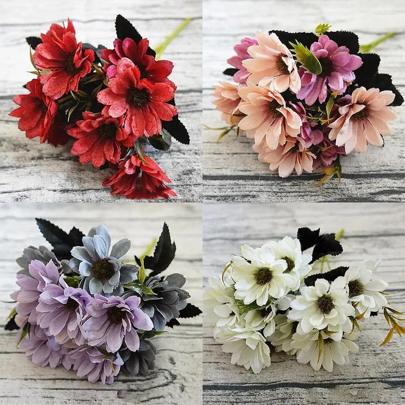 Dekorative Blumen, 30 cm, Seide, Gänseblümchen, künstlicher Blumenkopf, Hochzeitsdekoration, DIY-Kranz, Sammelalbum, Basteln, Fake