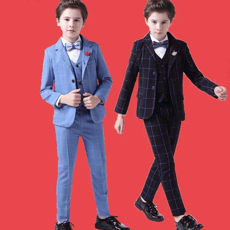 Suits Top Quality Big Boys Suit For Wedding Teenager Kids Formal Tuxedo Dress Children Photograph Blazer Party Performance CostumeHKD230704