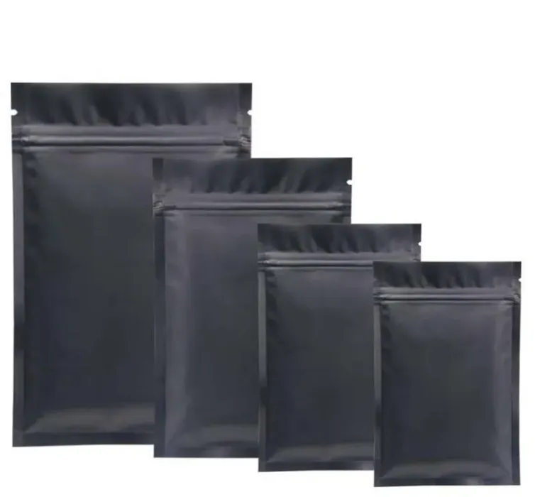 Gold/Green/black/white color Metallic Mylar Storage bags flat bottom Black Aluminum foil small zipper plastic bags 