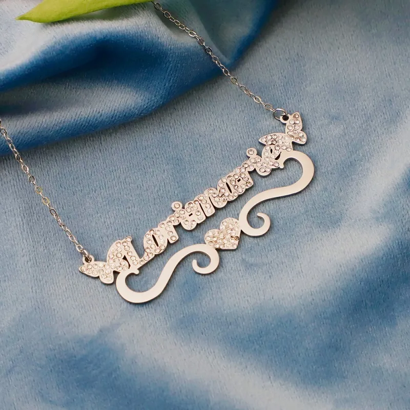 Pendant Necklaces Direct shipment customized name necklace zirconium chain crystal personalized diamond pendant customized butterfly necklace jewelry