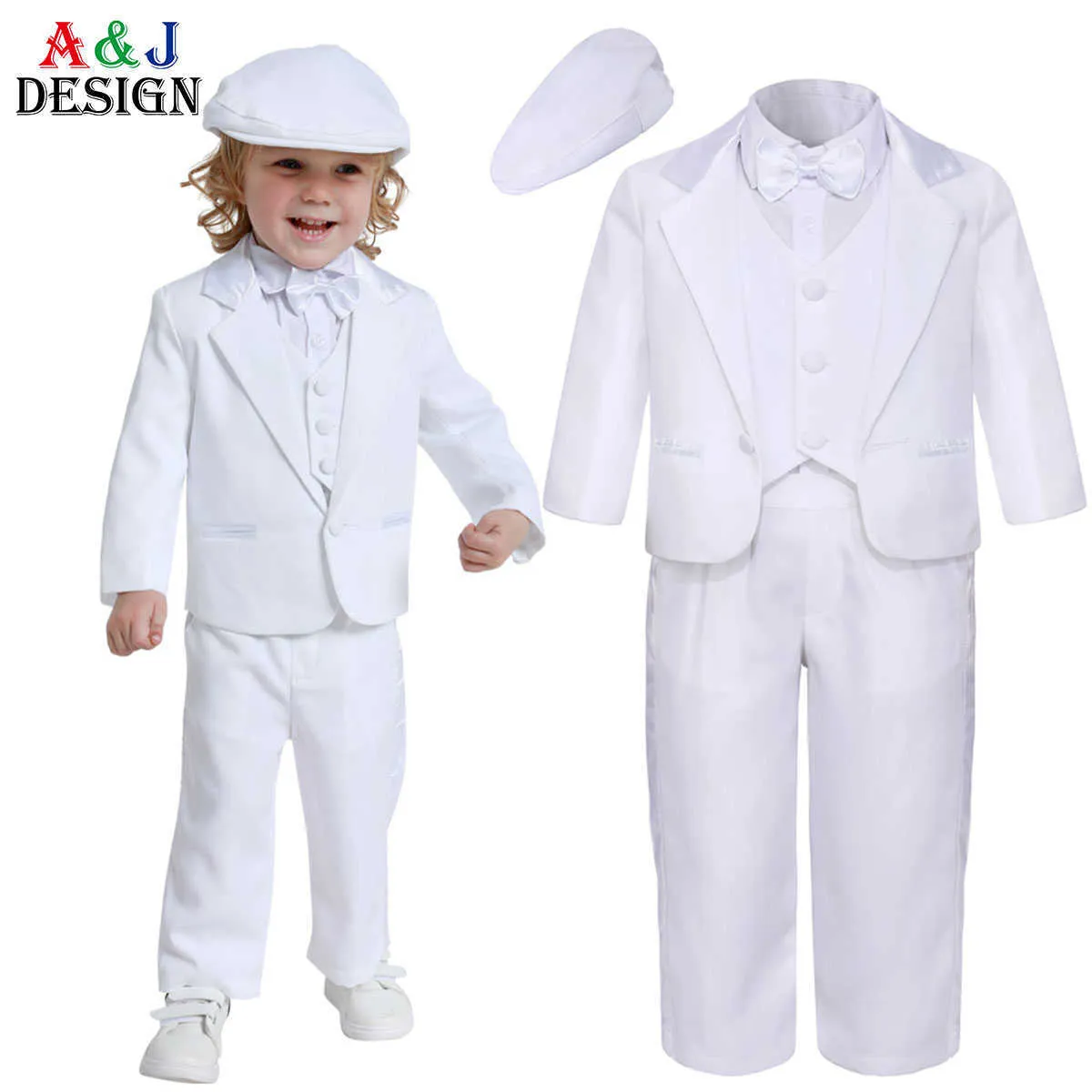 Kostuums Baby Jongens Doop Dooppak Baby Bruiloft Verjaardag Outfit Peuter Feestceremonie Zegen Fotografie Tuxedo 4 stuksHKD230704