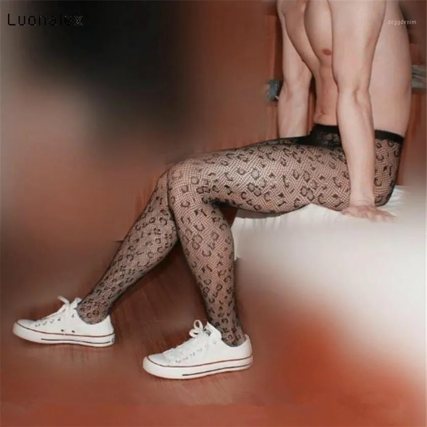 Luonalex Leopard Sexiga män Nätstrumpbyxor Gay Tights Herrbyxor Nätstrumpor Reticularis Herrstrumpor Herr Strumpbyxor1231S