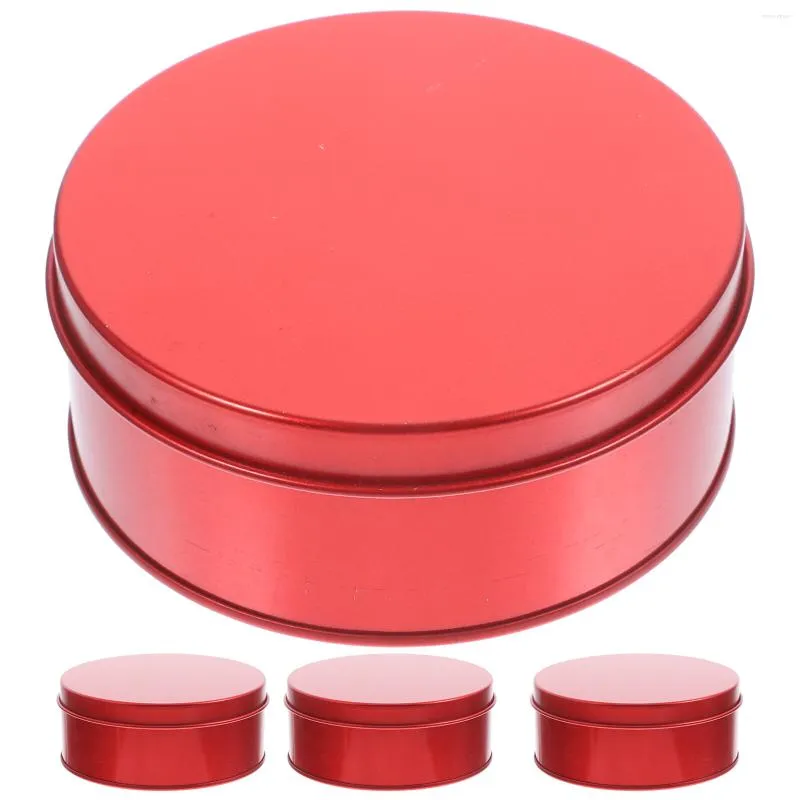 Storage Bottles 4 Pcs Biscuit Box Candy Cake Container Tin Lids Boxes Cookies Tinplate Tins Christmas Small