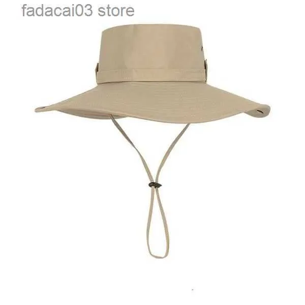 Wide Brim Fisherman Bucket Hat with Adjust Wind String