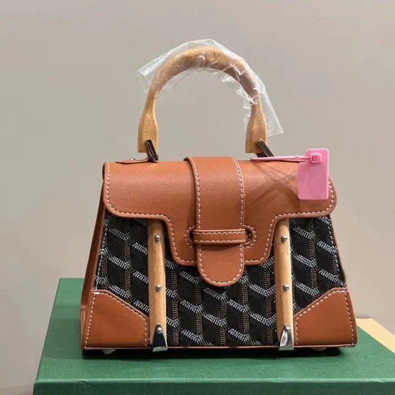 Luxus Designer Totes Holzgriff Nieten Umhängetasche Für Frauen Mode Geldbörsen Und Handtaschen Bankett Geschenk Kupplungen Marke Messenger Taschen mit Box 2443