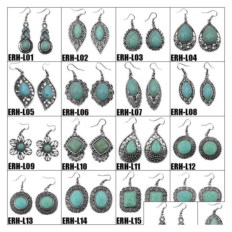 Dangle Kroonluchter 30 Stijlen Bohemian Turquoise Oorbellen Bloem Uil Olifant Schildpad Dolfijn Vlinder Voor Vrouwen Mode Drop Delive Dhvli