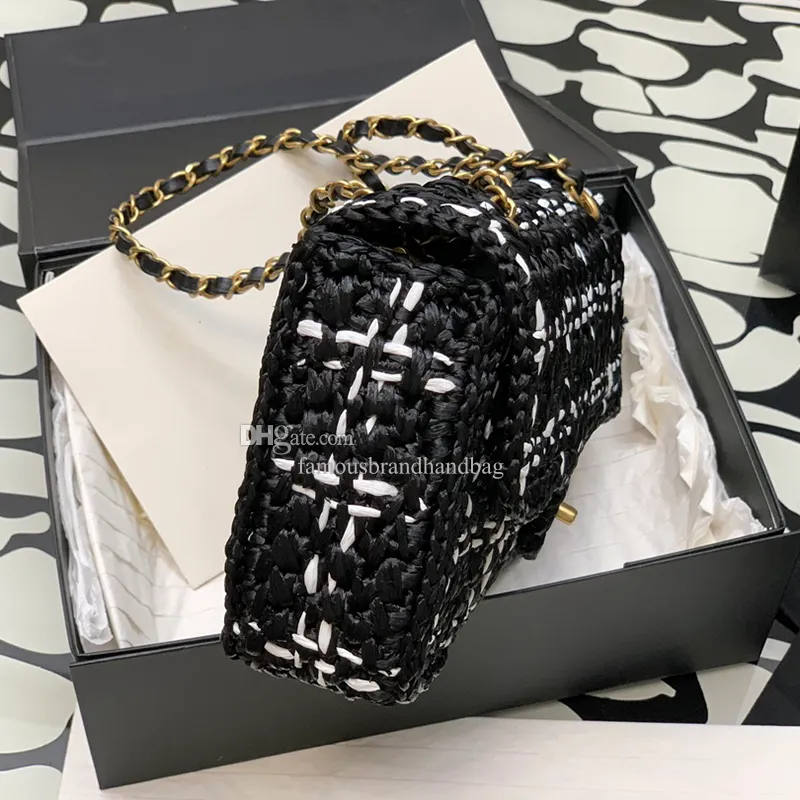 Braided Tweed Flap Bag Designer Chain Bag 25CM 10A Mirror quality Luxury Lambskin Crossbody Bag Shoulder Bag With BOX C126