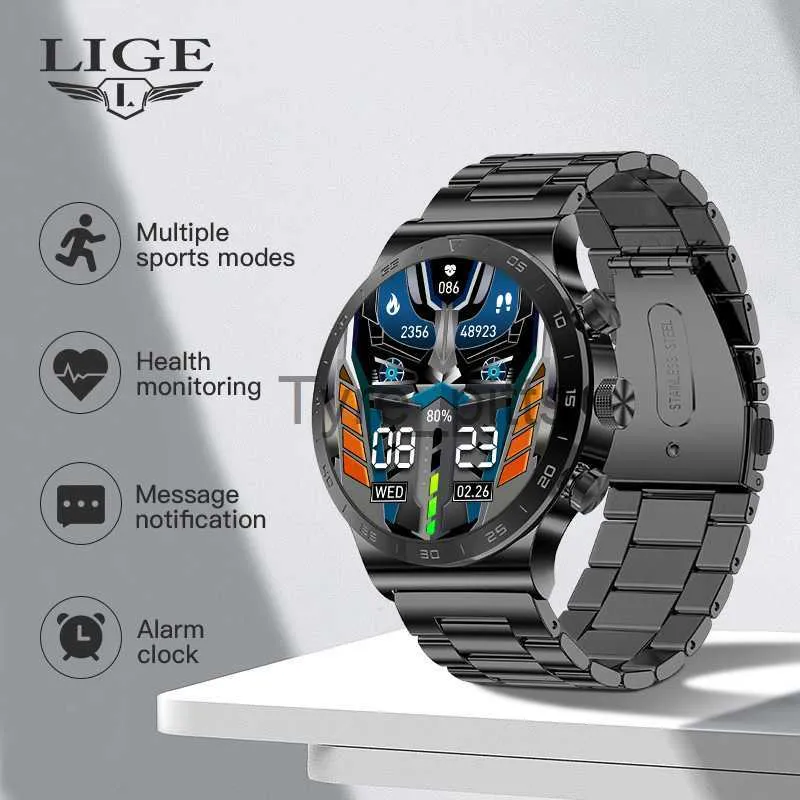 Orologi intelligenti Telecamere dome Lige Business Chiamata Bluetooth per uomo Smart AMOLED Smart HD Screen Fitness Bracciale Orologio 2022 Per IOS Android x0705