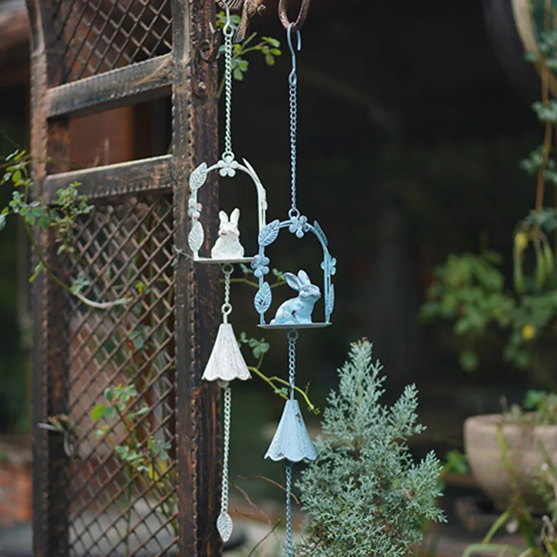 Decorative Objects Figurines Bunny Rabbit Windchime Outdoor Garden Decor Wedding Christmas Memorial Gift 230705