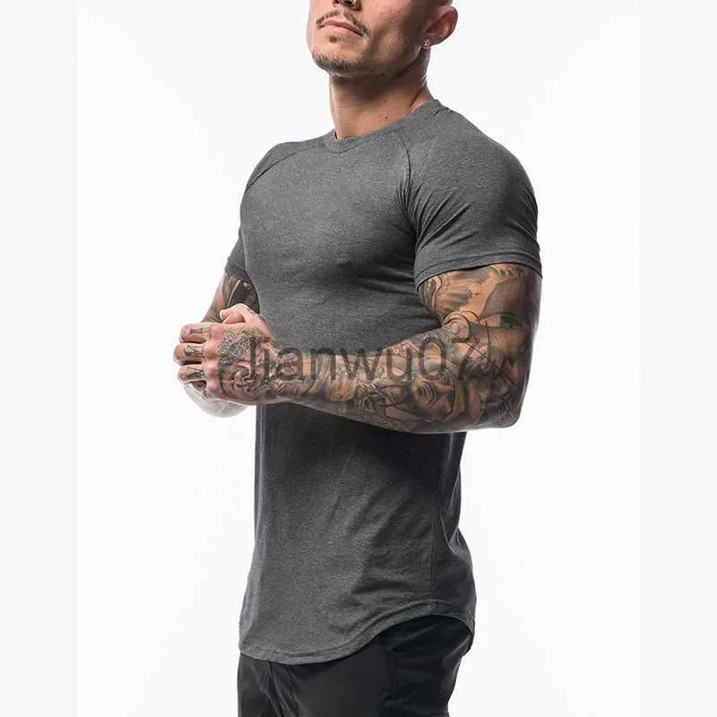 Camisetas masculinas, roupas de academia, camisetas esportivas, algodão respirável, fitness, camiseta masculina de manga curta, camiseta de corrida de verão, camiseta justa, homme J230705