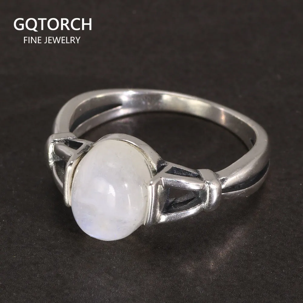 Avec des pierres latérales en argent sterling 925 véritable Bella Ring Ouverture réglable Natural Moonstone Vintage Twilight Jewelry 230704