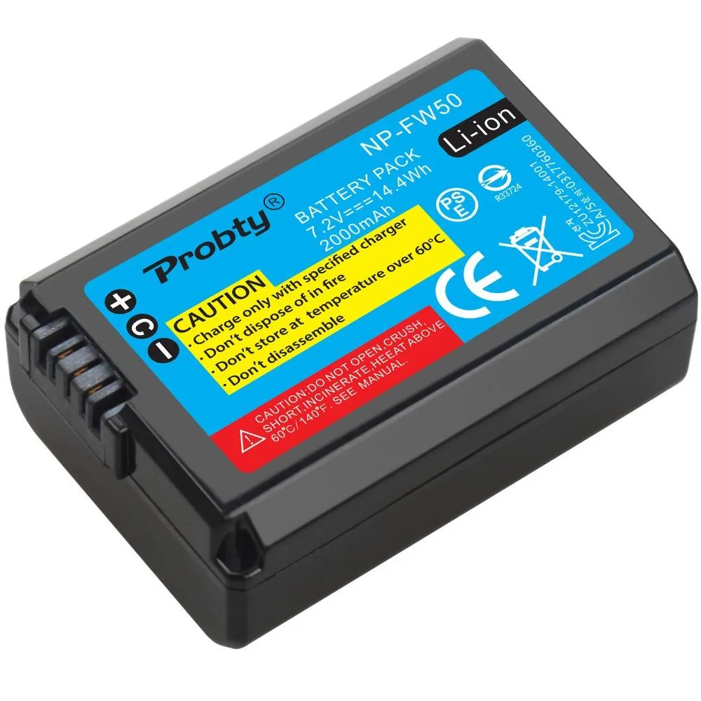 Batterie per Sony Npfw50 Np Fw50 Batteria per fotocamera + Caricatore doppio LCD per Sony Alpha A6500 A6300 A6000 A5000 A3000 A7 A7ii A7sii A7s Nex7
