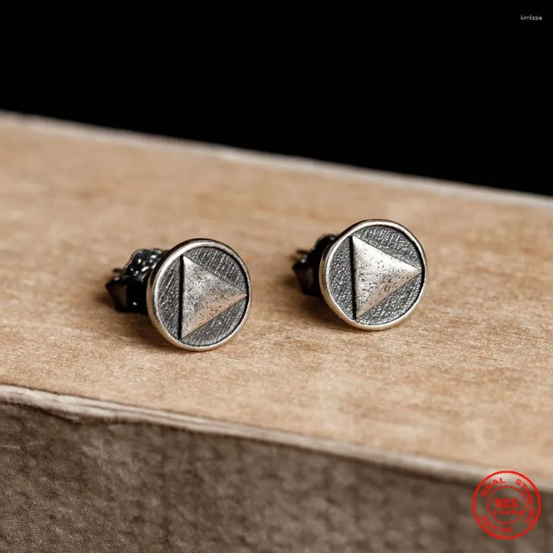 Stud Earrings YIZIZAI Mini Gothic Style Triangle Button Earring 925 Sterling Silver For Women Men No Fade Allergy