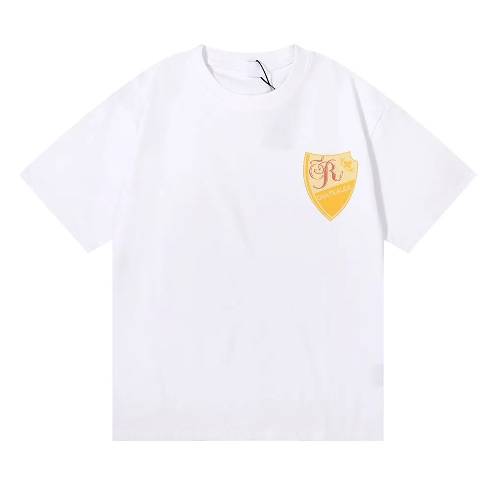 Designer t-shirts sköld alfabetiskt mönster tryckt ren bomull lös avslappnad kortärmad t-shirt för män och kvinnor