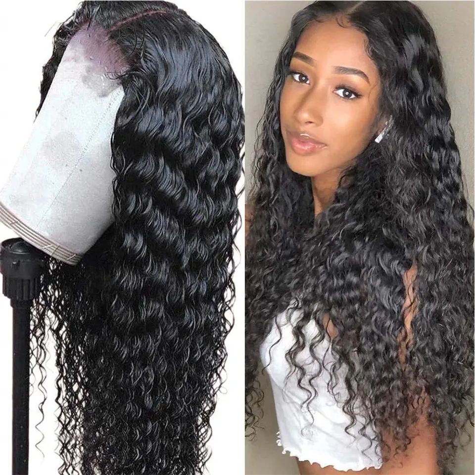 150% Density 26Inch HD Transparent Lace Front Human Hair Wigs For Black Women Pre Plucked Loose Water Wave Brazilian hair