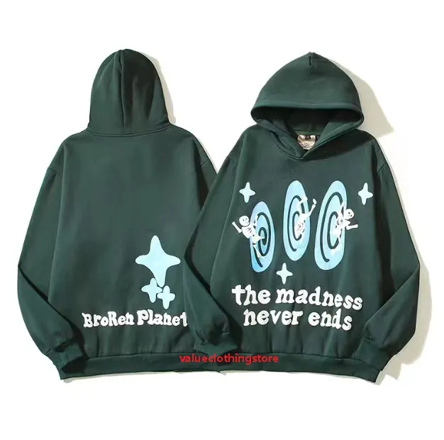 Kırık Gezegen Hoodies Grafik Tee Tasarımcı Baskılı Erkek Hoody 3D Köpük Graffiti Mektubu Kazak Hip Hop Harajuku Sweatshirts Külot Kadınlar Uzun Kollu