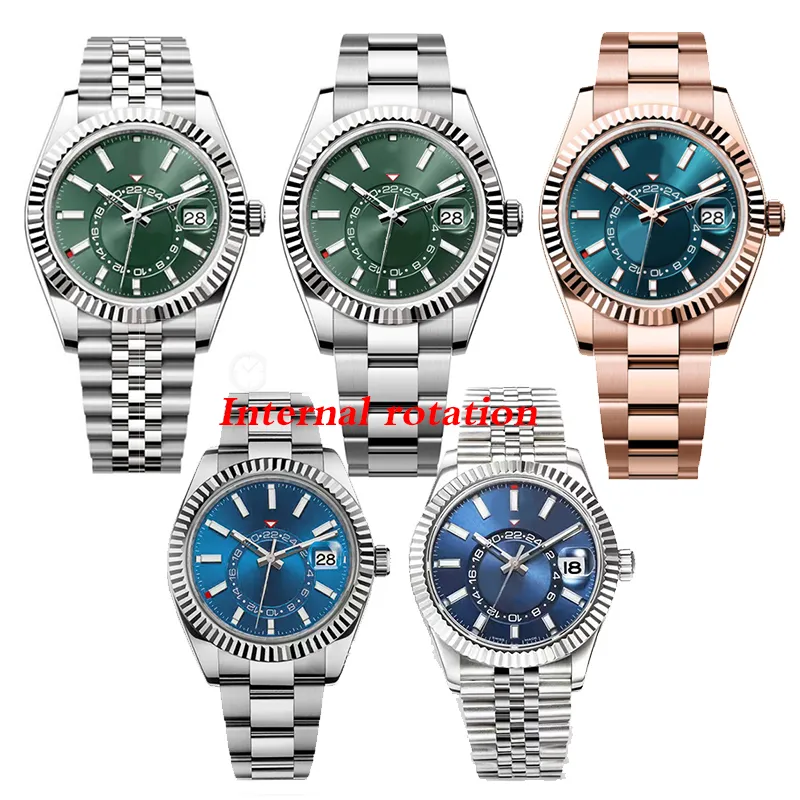 Designer Mens Watch Montres automatiques Rotation interne Mouvement Saphir Calendrier 42mm Montre en acier inoxydable Montres-bracelets de luxe Montre de Luxe Sky Orologio Dweller S