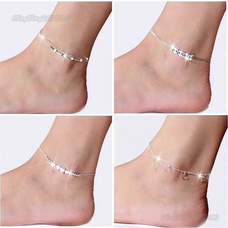 2023 NEU Neues Knöchelarmband aus 925er Sterlingsilber für Frauen Fußschmuck Eingelegtes Zirkon-Fußkettchen-Armband an einem Bein Persönlichkeit