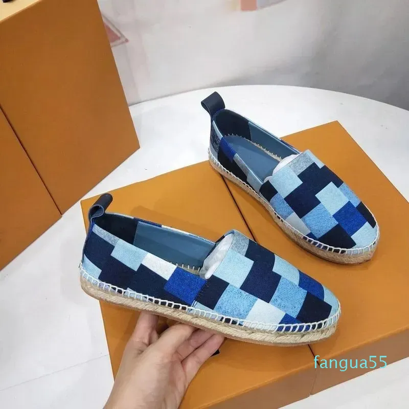 2023- Casual Shoes Classic Couple models Denim fisherman shoes ladies real leather sneakers Loafers lace up women designers shoe womens Size 35-41
