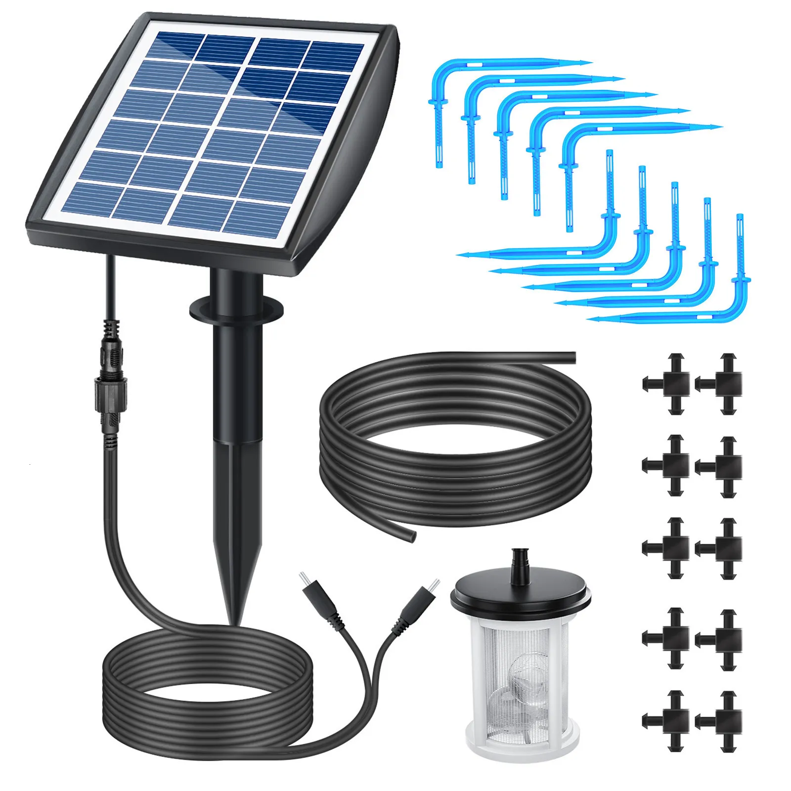 Sprayers Solar Panel Powered Water Fountain Pool Pond Garden Sprinkler Sprayer with Pump amp Heads Aquarium fountain 230704