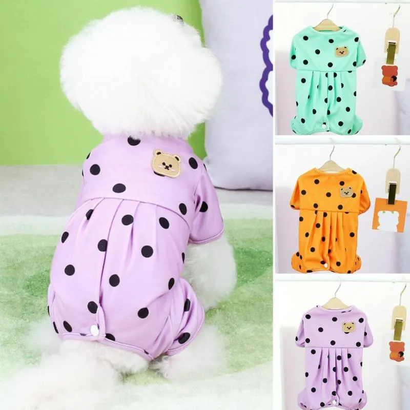 Hond Kleding Huisdier Jumpsuit Ronde Hals Schattig Comfortabel Polka Dot Puppy Vierpotige Kleding Zomer Jurk Alledaagse Kleding Accessoires