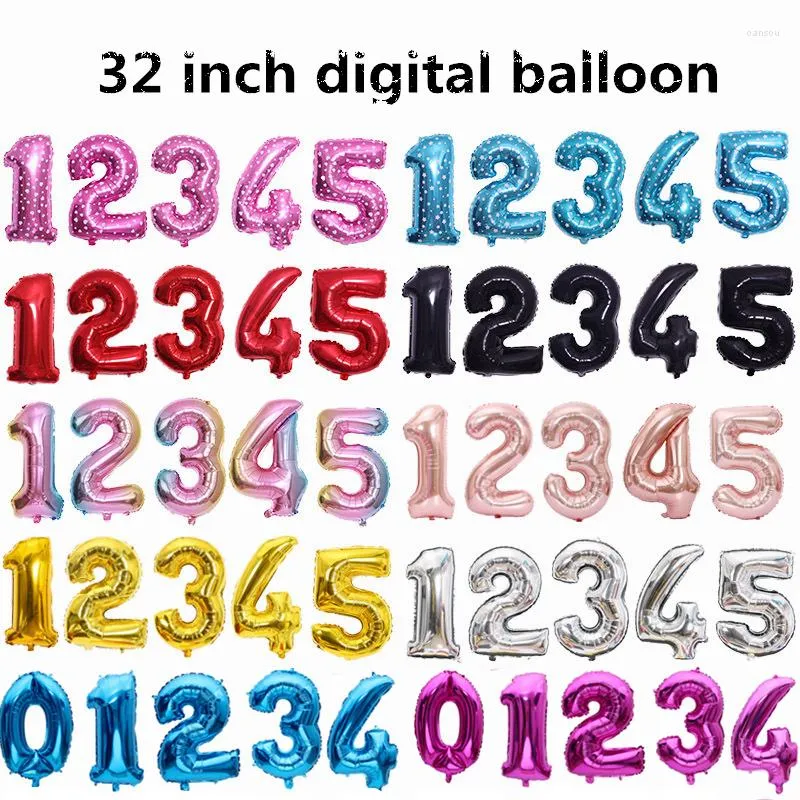 Украшение вечеринки 32 дюйма среда 0-9 алюминиевый фильм Номер воздушные шары.