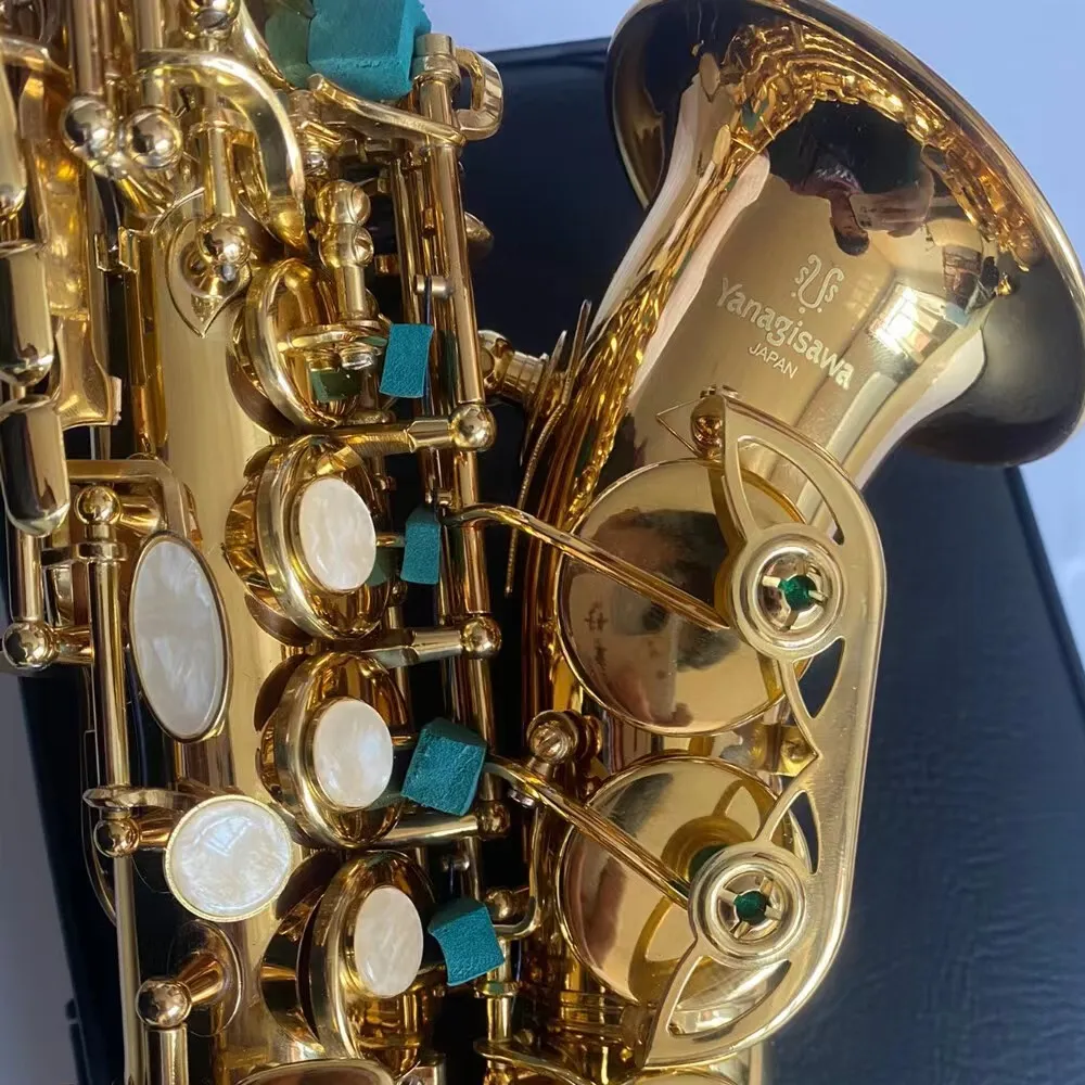 Saxofón soprano profesional W010 Bb, instrumento de jazz de latón dorado lacado, fabricación artesanal japonesa con accesorios