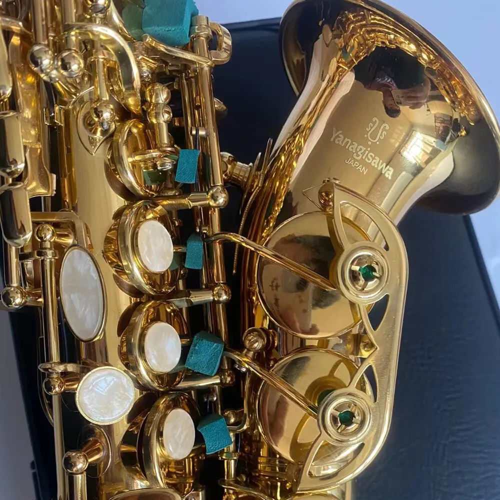 Profissional w010 saxofone soprano bb latão ouro lacado jazz instrumento de fabricação artesanal japonês com acessórios