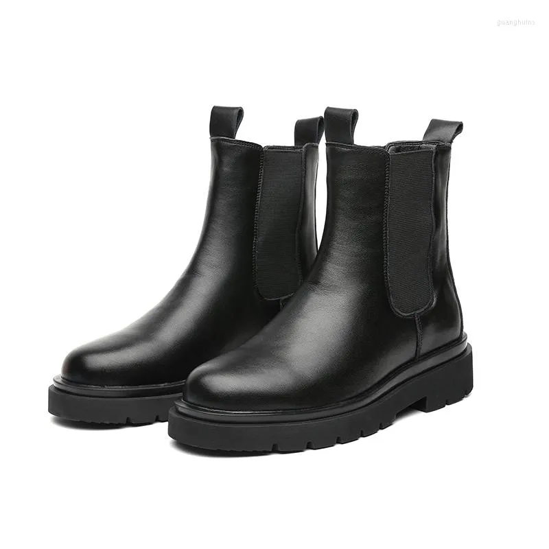 Stivali Uomo Scarpe In Pelle Morbida Uomo Slip On Caviglia Nera Moto Maschile Autunno Inverno Punk Botas Mujer 2023