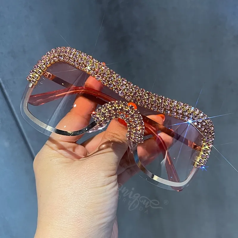 Womens Rimless Glasses Frames Oversized Y2K Style... From  display picture 2