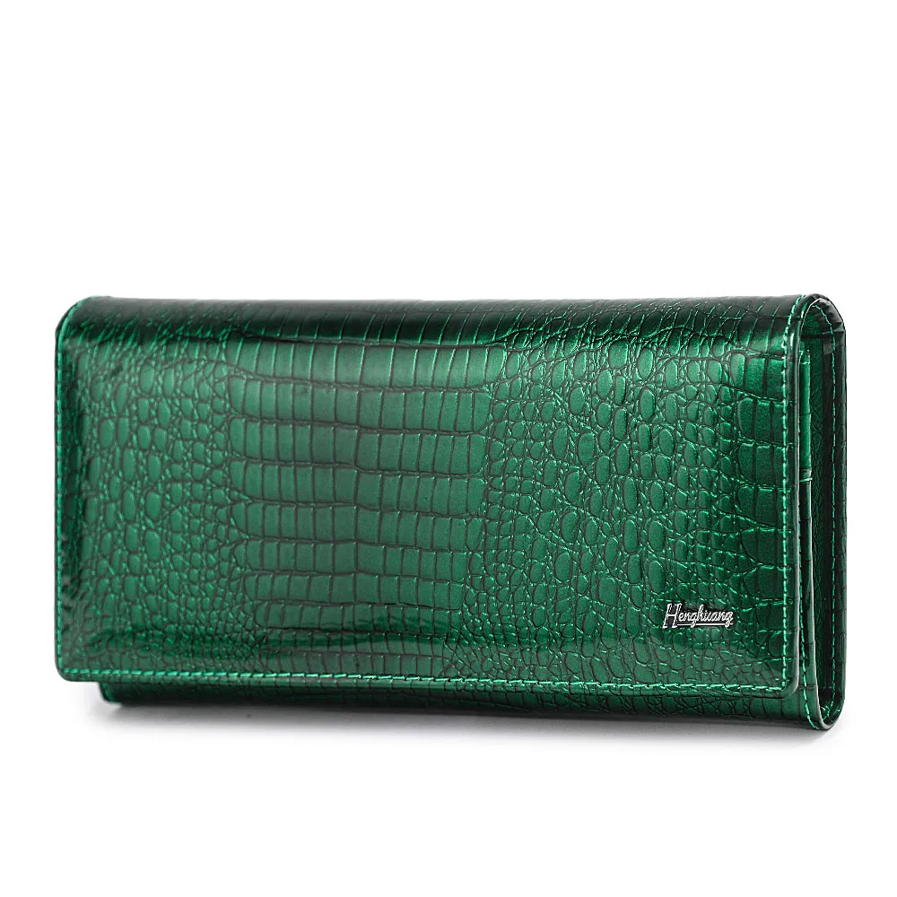 Femmes portefeuilles et sacs à main marque de luxe Alligator longue en cuir véritable dames pochette femme Crocodile vache portefeuille dames porte-monnaie