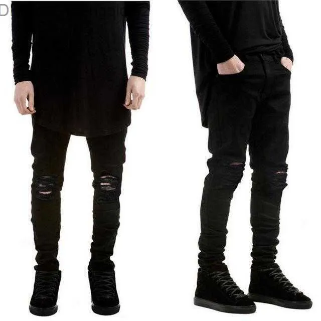 Jeans Masculino Jeans Masculino Designer de Marca Masculino Preto Skinny Rasgado Stretch Slim Moda Hip Hop Swag Homem Casual Denim Calça Motociclista Macacões Jogger Z230706